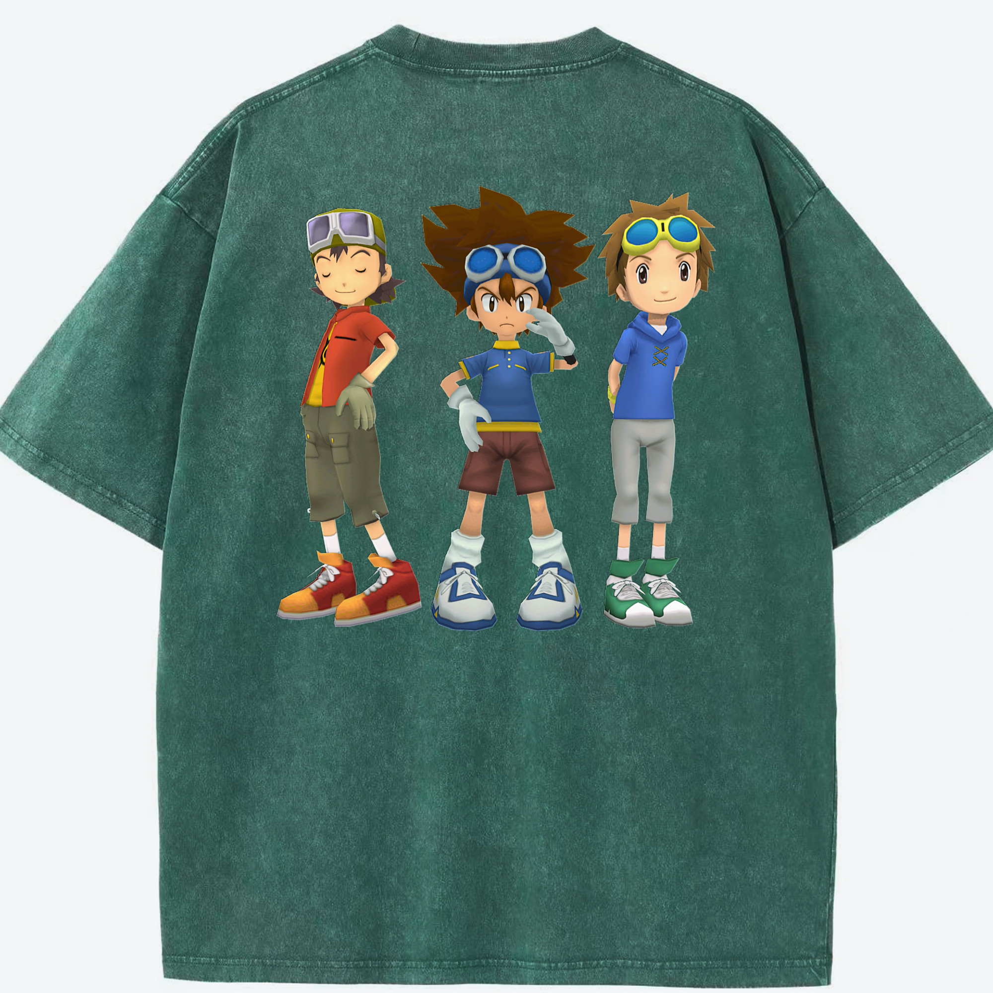 （画像用） Digimon デジタルモンスター/デジモン 綿100% ヴィンテージ風 半袖Tシャツ（背面プリント）